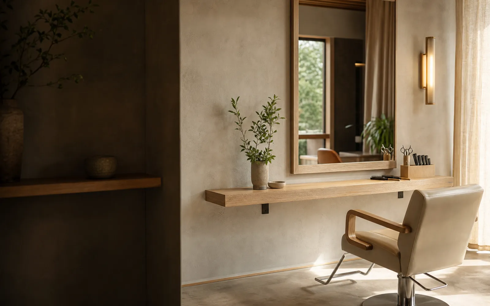 自然光の入るサロンのシャンプー空間