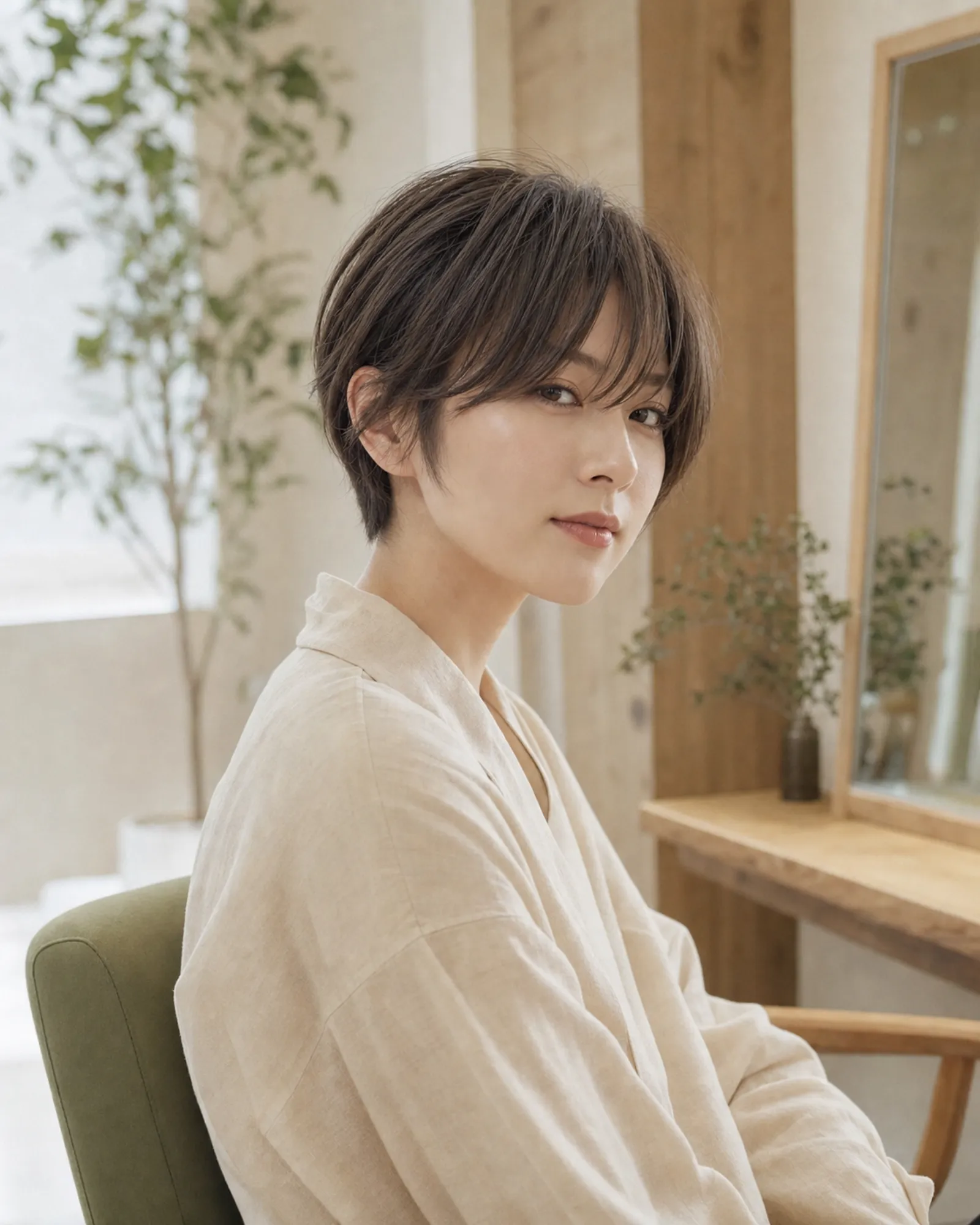 ショートヘアの日本人モデル